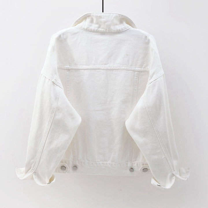 Blue denim jacket for women, relaxed fit, a versatile and stylish choice for casual wear.