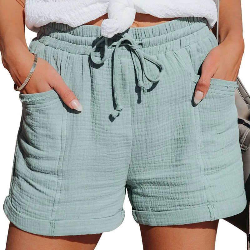 Women's comfy drawstring pocket shorts with a relaxed fit for ultimate summer comfort and style.