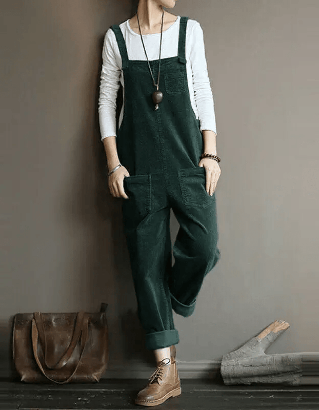 Effortless women's casual dungaree jumpsuit, relaxed fit for everyday comfort & versatile styling.
