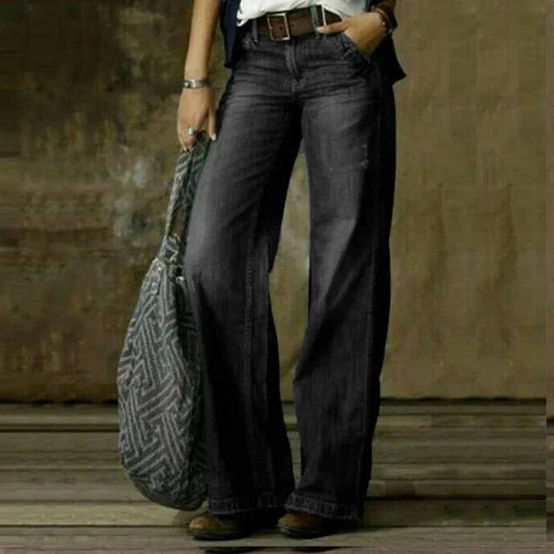 Relaxed fit women's blue jeans offering ultimate comfort, ideal for everyday style and casual versatility.
