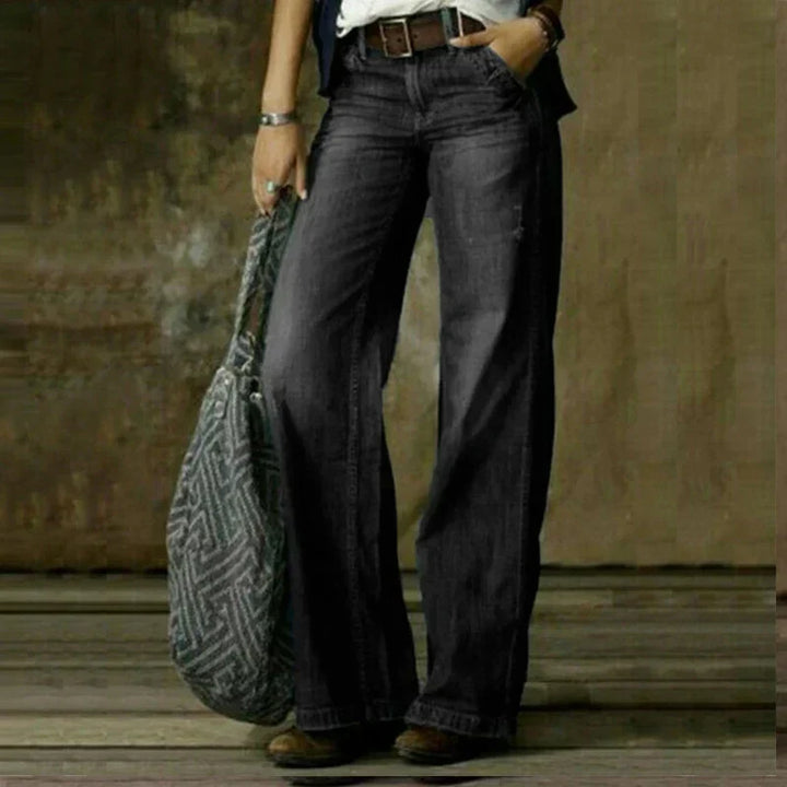Relaxed fit women's blue jeans offering ultimate comfort, ideal for everyday style and casual versatility.