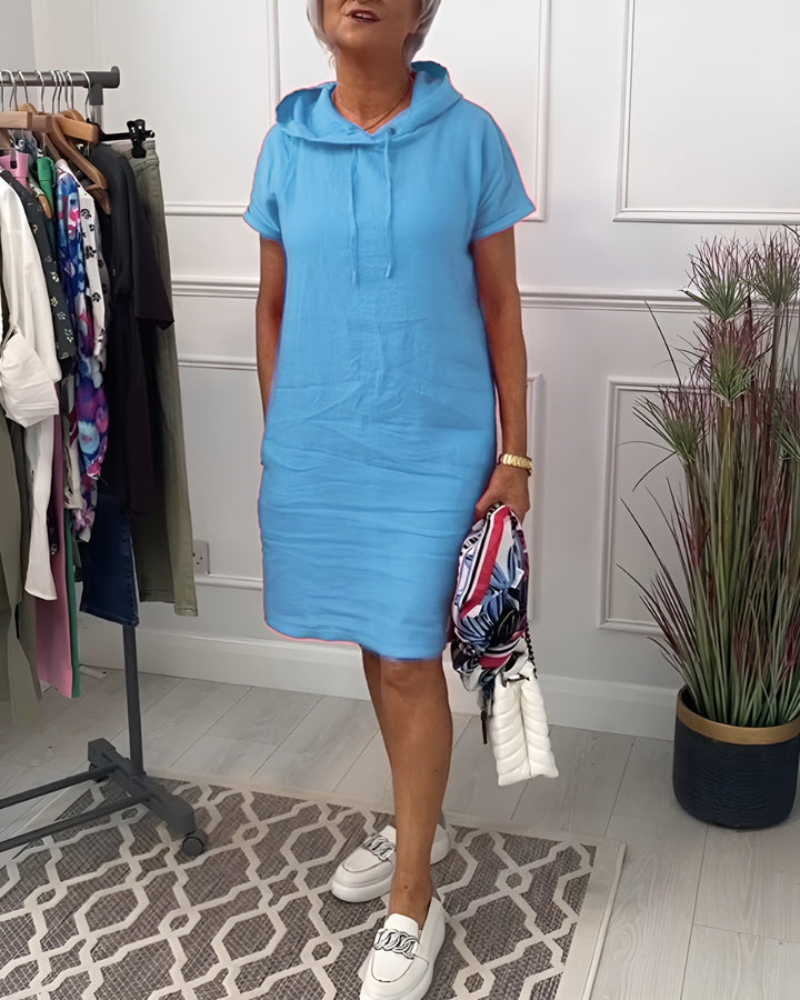Comfortable & casual women's relaxed fit midi hoodie dress, great for everyday stylish wear.