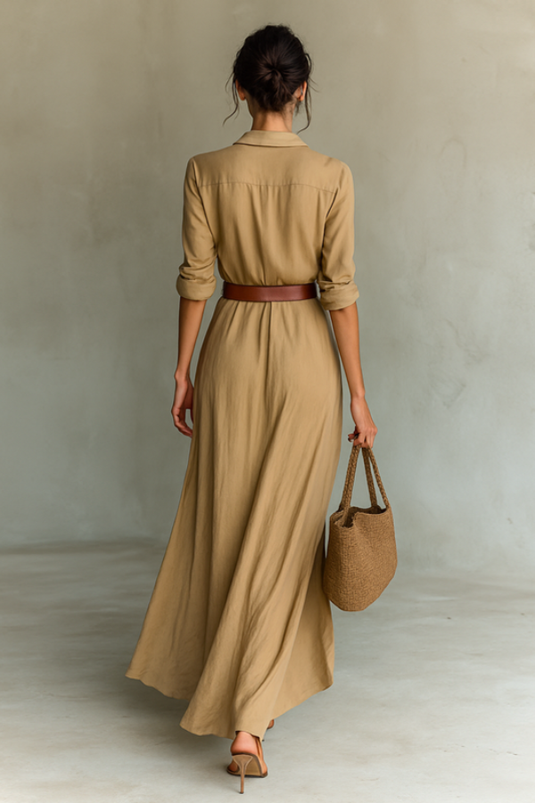 Elegant women's long maxi dress, versatile for casual outings or elevated everyday style. Comfortable and chic.