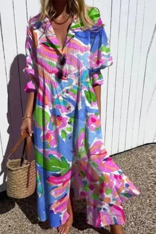 Comfortable spring maxi dress for women, offering an easy, relaxed fit for everyday casual wear.