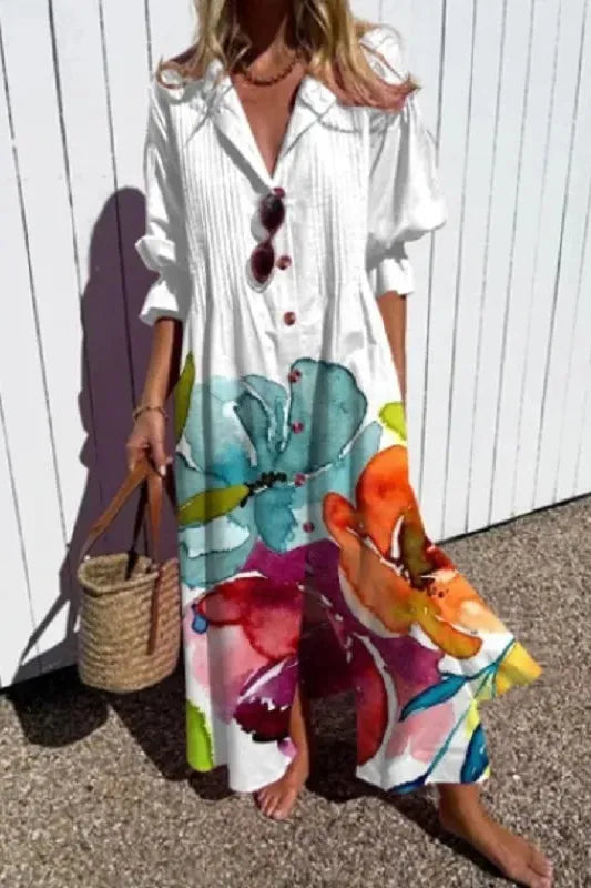 Soft, comfortable women's relaxed maxi dress, versatile for spring, summer, and casual elegance.