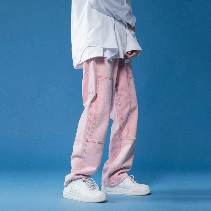 Women's relaxed fit oversized light blue jeans, comfortable loose fit for modern casual street style fashion.