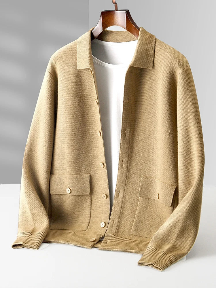 Timeless women's polo collar cardigan, perfect for fall fashion, winter wear, or spring layering. Casual chic.