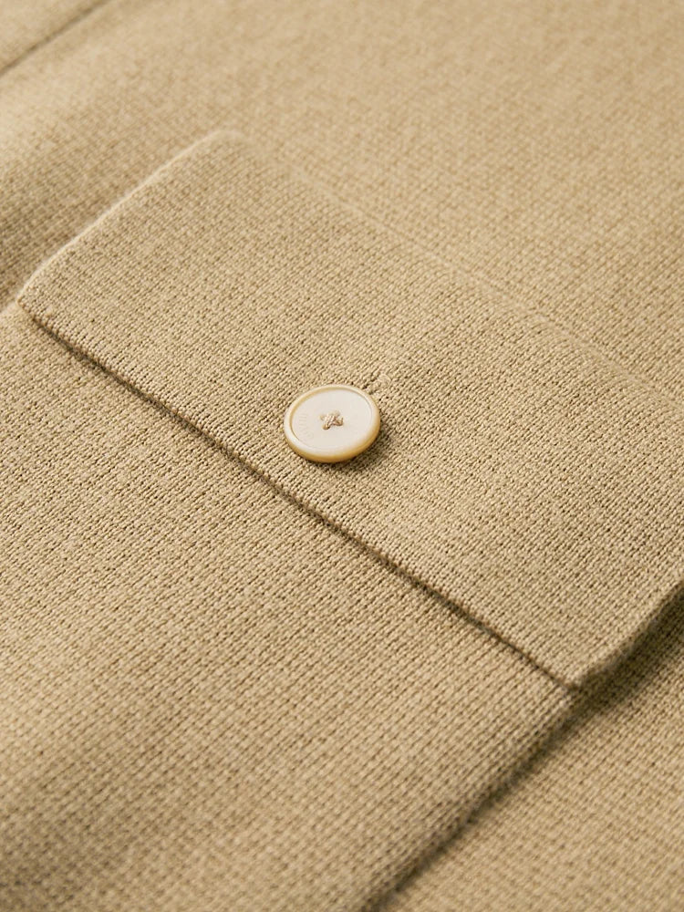 Chic women's polo collar cardigan, a versatile long sleeve sweater for comfortable, timeless fall & winter fashion.