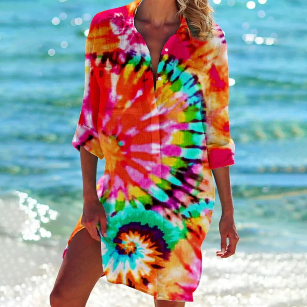 Women's relaxed fit short sleeve summer shirt. Effortless boat neck top for casual everyday wear.