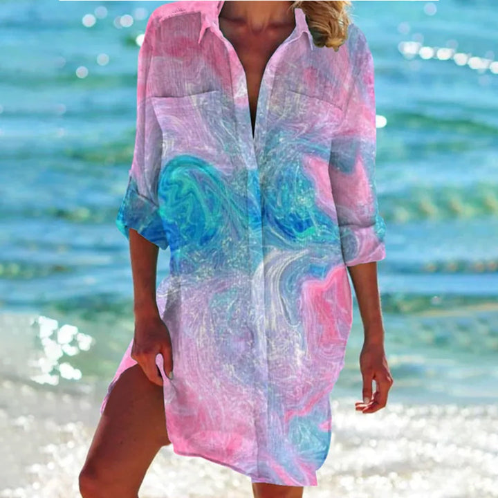 Versatile women's boat neck summer top. Relaxed fit short sleeve shirt, ideal for beach & casual style.