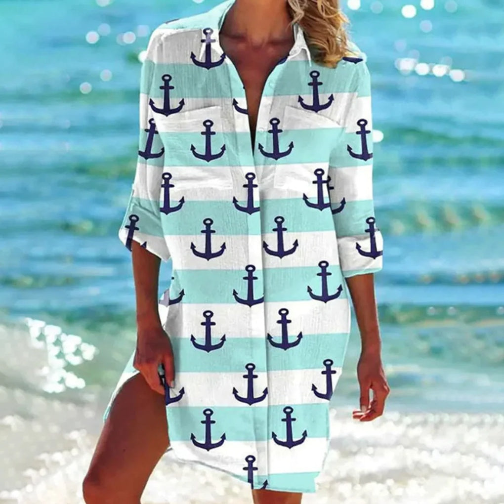 Chic women's short sleeve summer shirt. Relaxed fit top, perfect for spring, casual wear, and comfort.