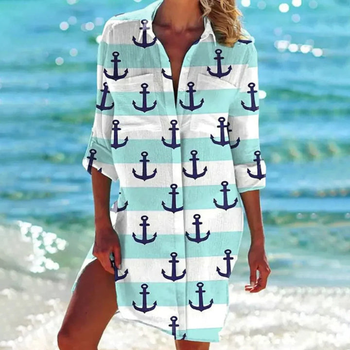 Chic women's short sleeve summer shirt. Relaxed fit top, perfect for spring, casual wear, and comfort.