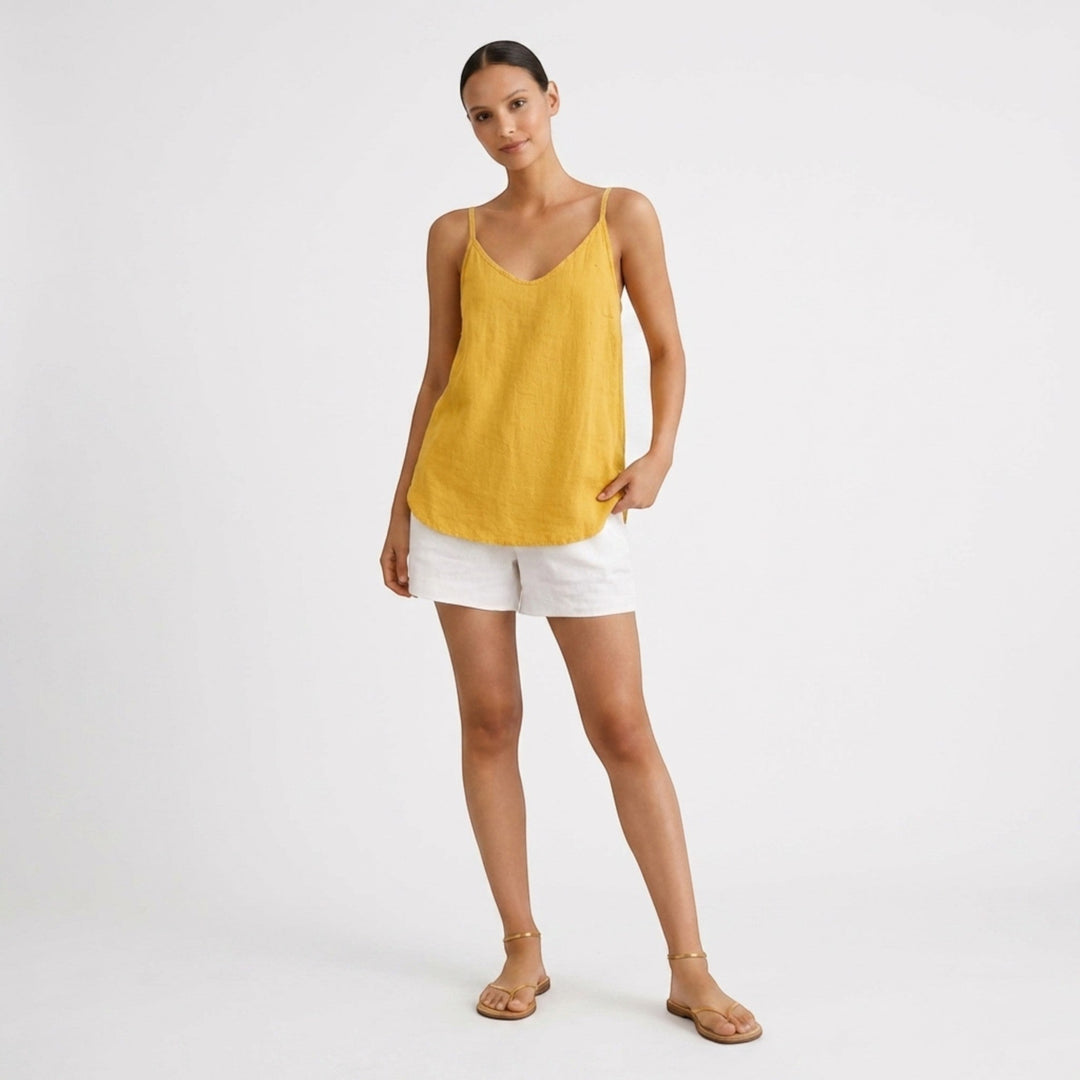 Comfortable women's relaxed fit spaghetti strap tank, a versatile summer casual top.