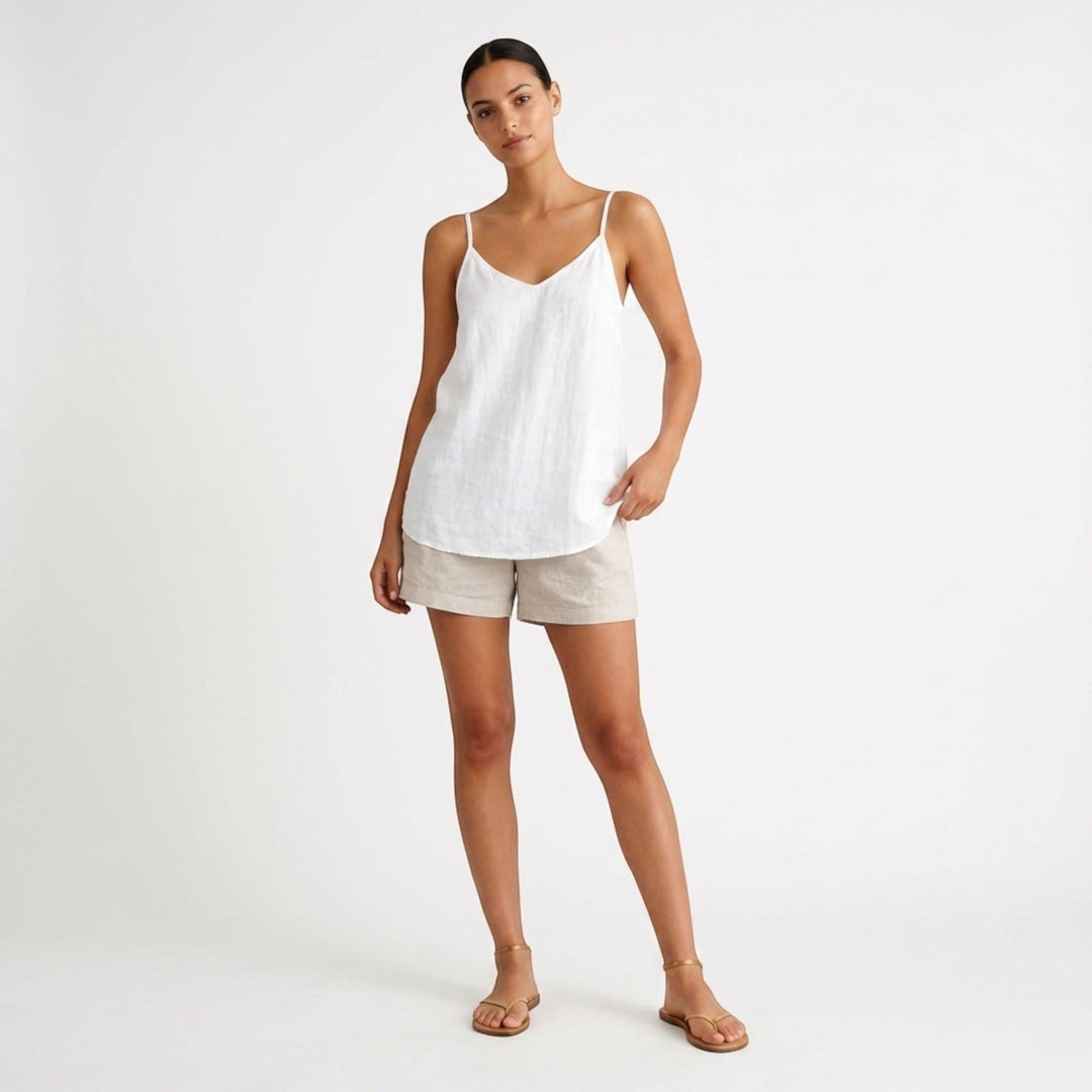 Soft women's relaxed spaghetti strap tank top, a must-have summer basic.
