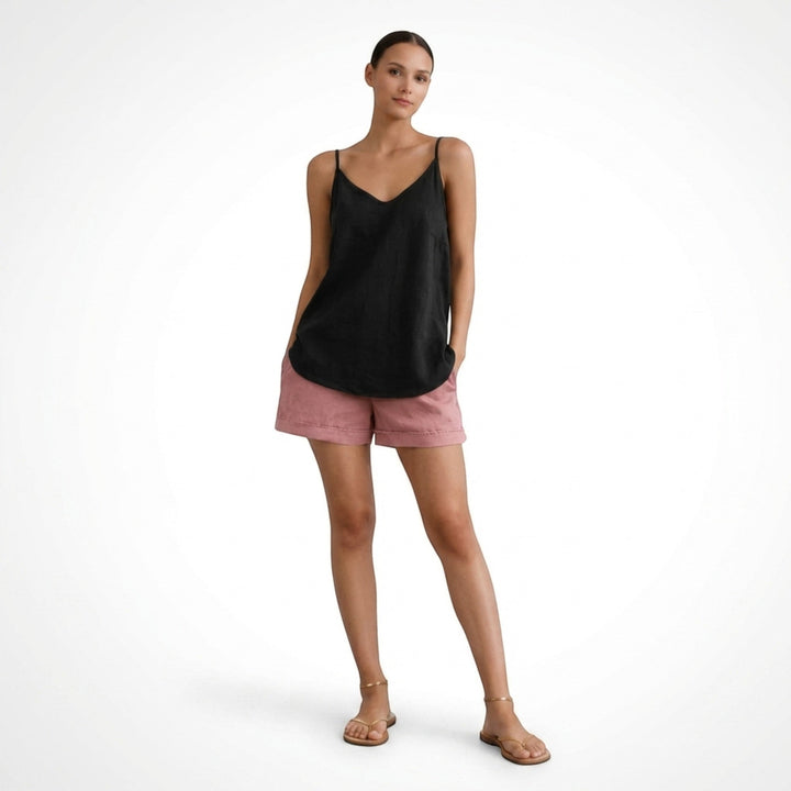 Lightweight women's relaxed fit tank, a versatile spaghetti strap top for spring & summer.