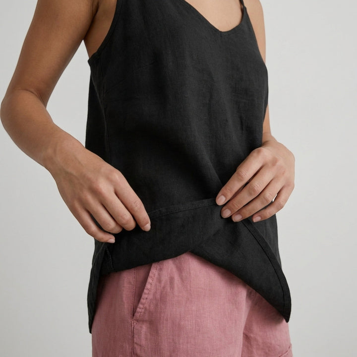 Women's everyday basic relaxed spaghetti strap tank top, perfect for summer comfort.