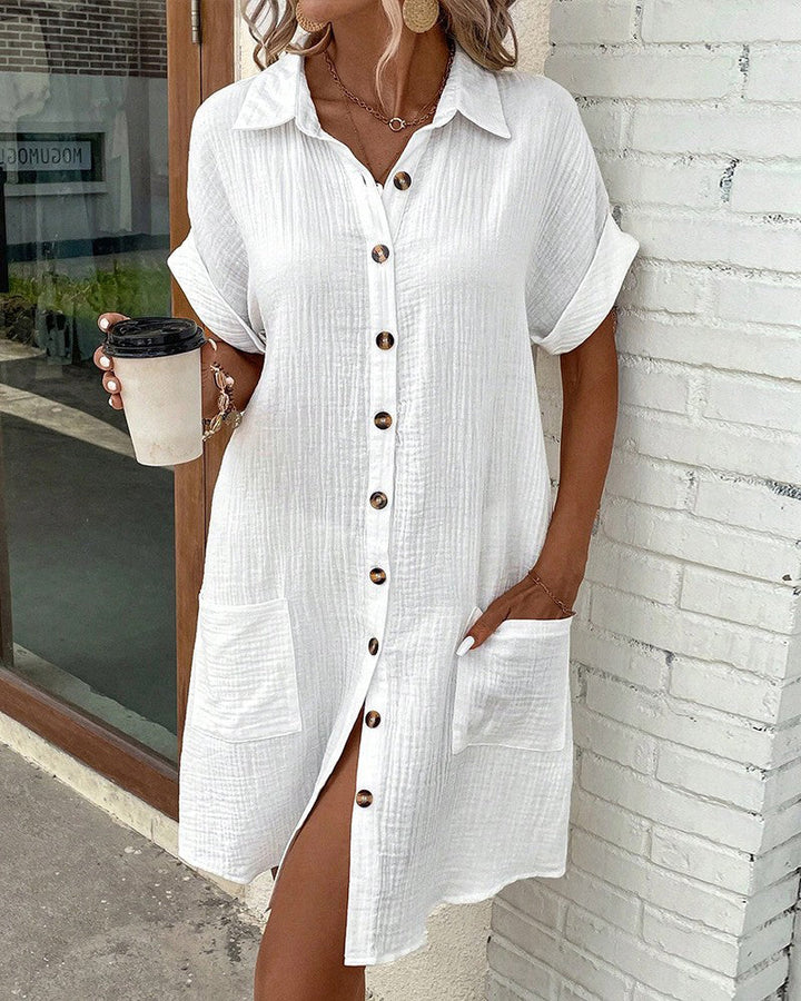 Elegant casual women's dress with a relaxed fit, a versatile summer sundress for warm weather fashion.