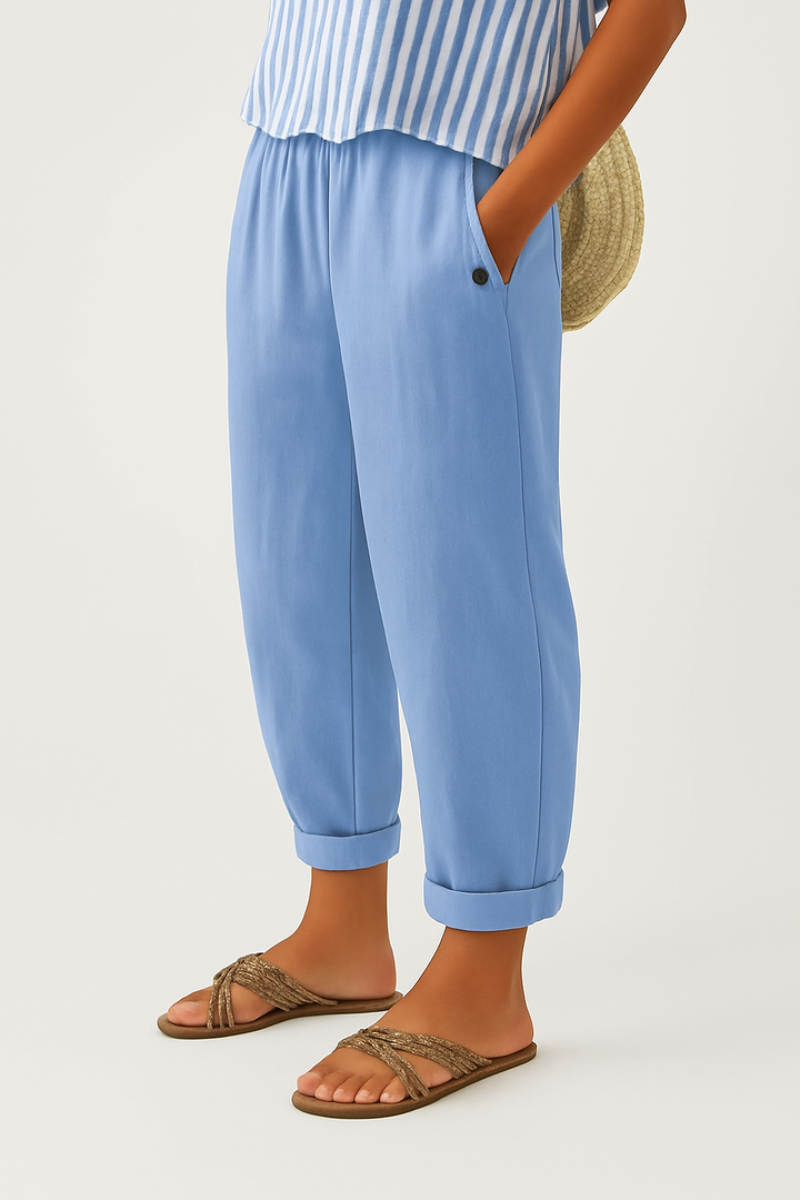 Women's spring/summer relaxed fit trousers, elastic waist for comfort and casual, versatile fashion.
