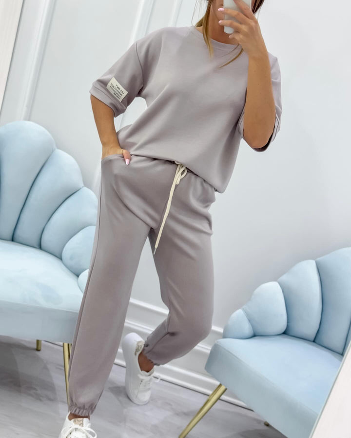 Soft & breathable women's relaxed short sleeve lounge set. A comfortable two-piece for casual summer outfits.