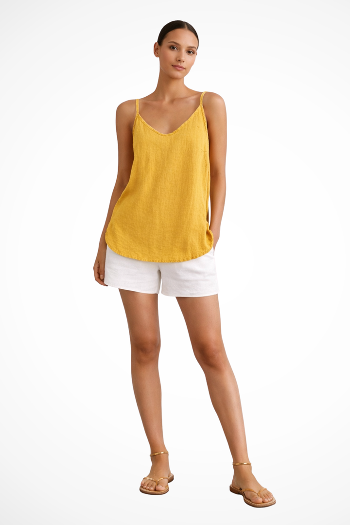 Comfortable women's basic spaghetti strap tank top, perfect relaxed fit for casual summer outfits.