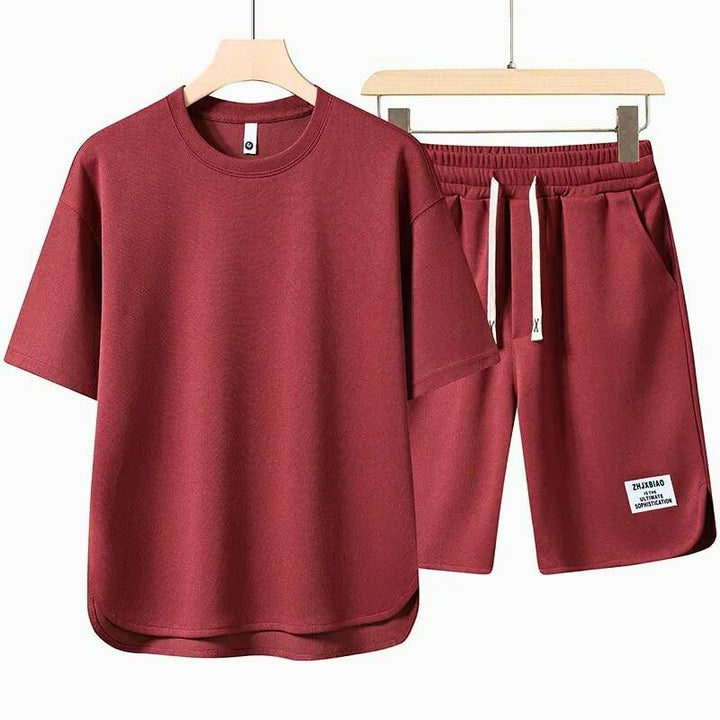 Relaxed fit women's oversized T-shirt & shorts set. Comfortable two-piece loungewear for summer apparel.