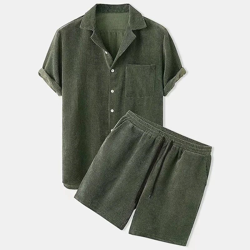 Versatile women's two-piece set. Relaxed shorts and top for casual outfits, resort wear & summer comfort.