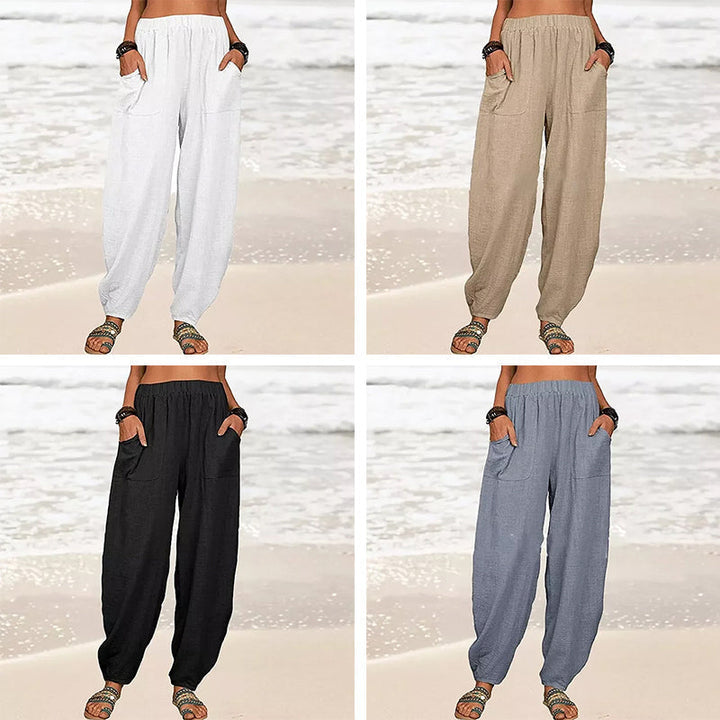 Versatile women's wide-leg beach pants in a relaxed fit, perfect for summer adventures & comfort.