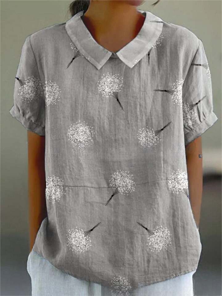 Women's casual short sleeve floral top, vintage inspired with lovely embroidered details.