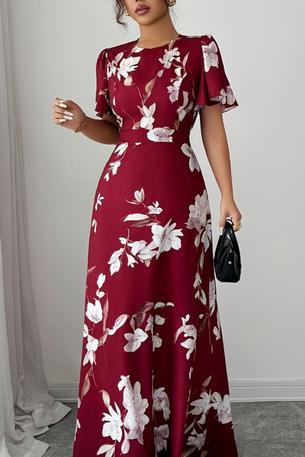 Beautiful women's floral pleated midi dress, vintage-inspired for daytime & parties.