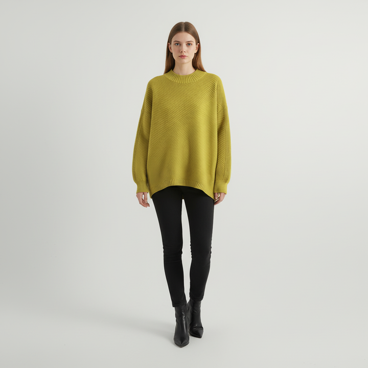 Women's retro relaxed fit knit jumper, half roll neck, warm and cozy for winter