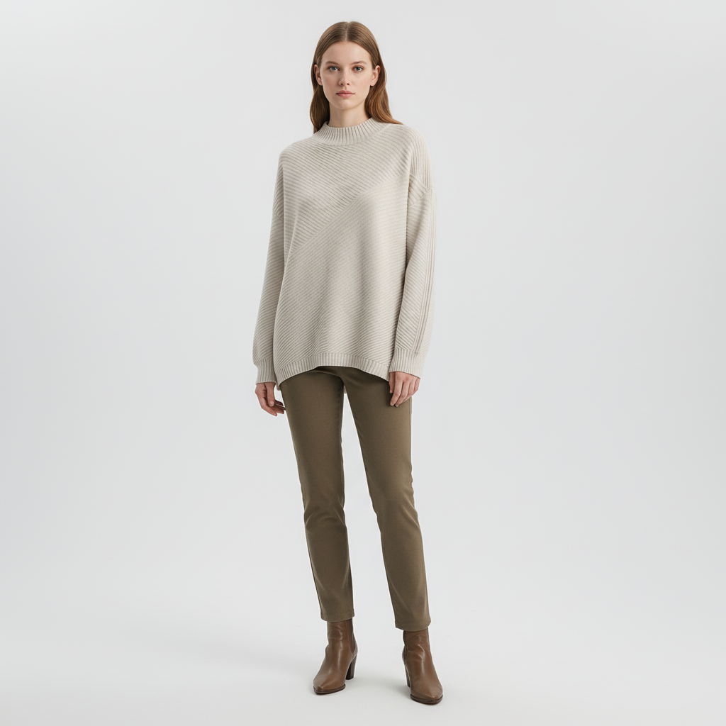 Casual wear women's knit sweater, vintage design, relaxed fit, autumn winter fashion