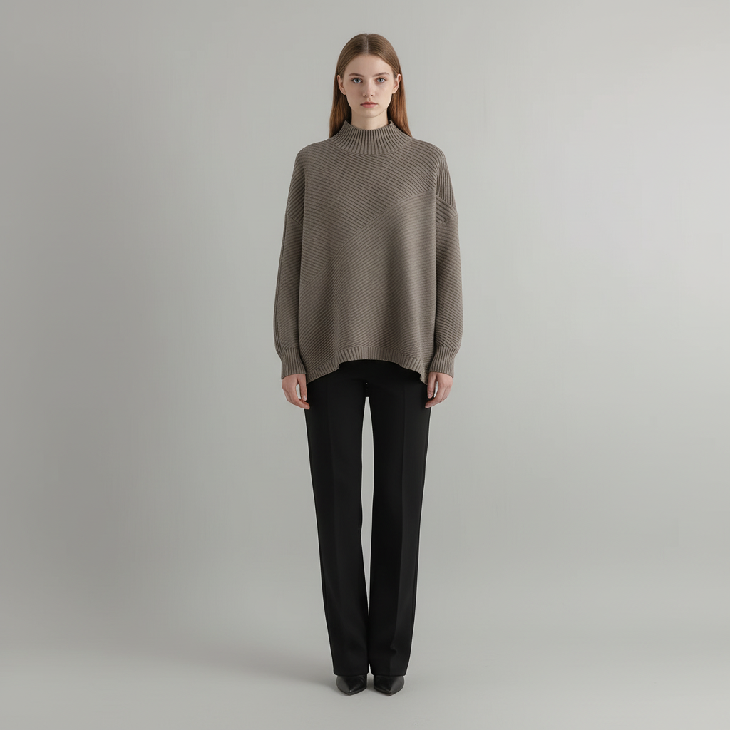 Veronika women's relaxed fit knit jumper with a stylish half roll neck