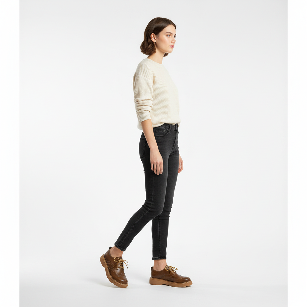 Comfortable women's vegan leather Oxford lace-up shoes, ideal for everyday wear