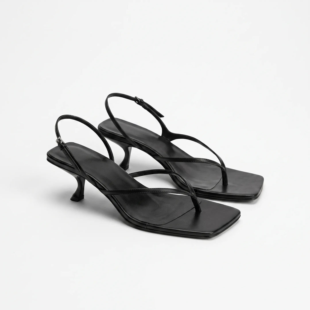 Stylish women's slingback sandals with a retro square toe and comfortable kitten heel for summer.