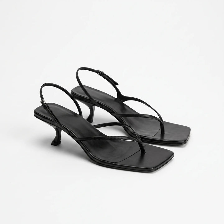 Stylish women's slingback sandals with a retro square toe and comfortable kitten heel for summer.