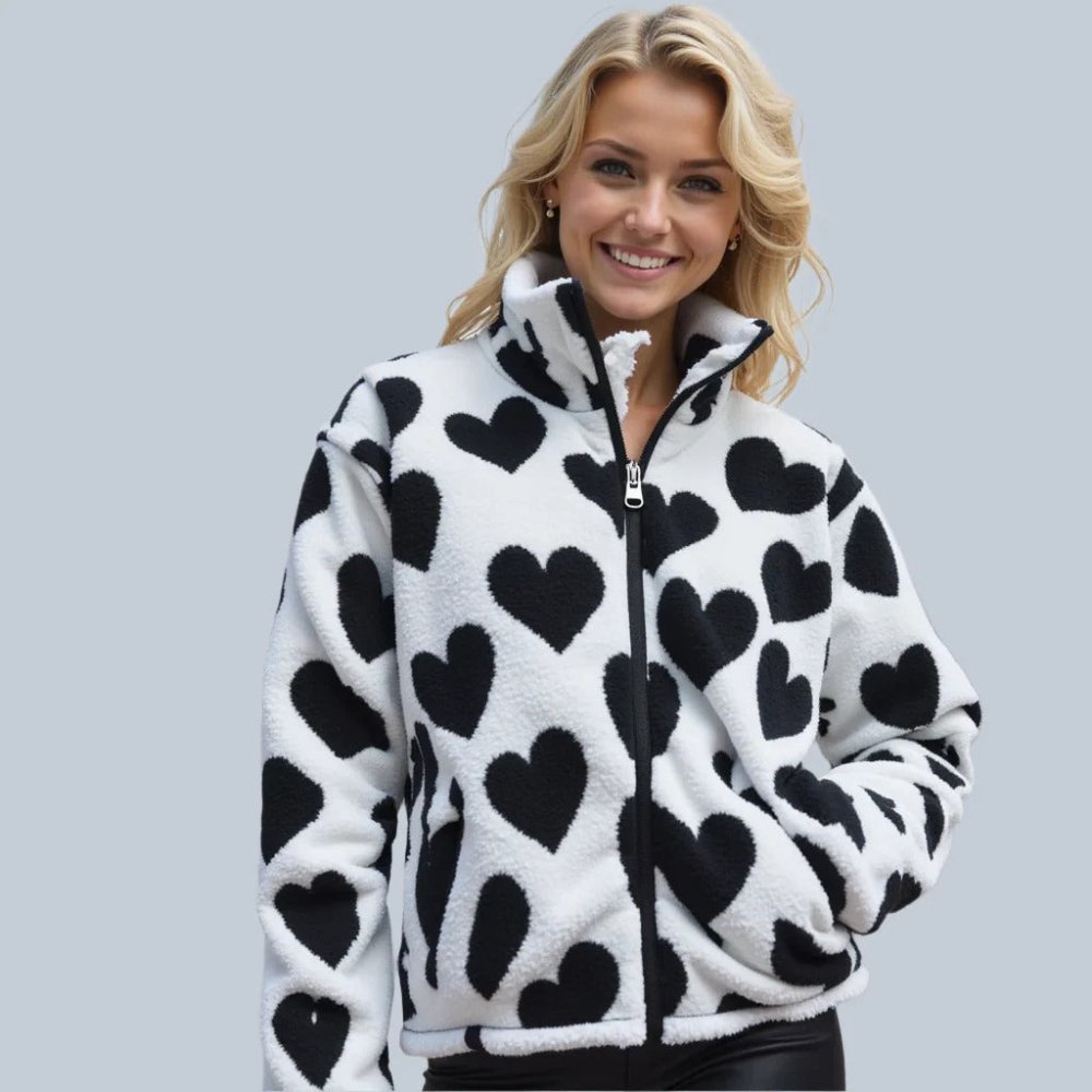 Women's reversible heart jacket, featuring a stylish design perfect for versatile daily wear.