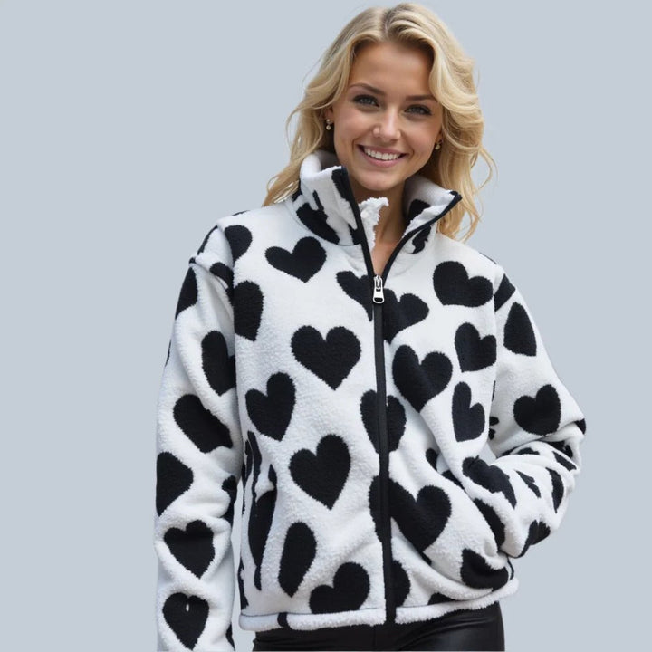 Women's reversible heart jacket, featuring a stylish design perfect for versatile daily wear.