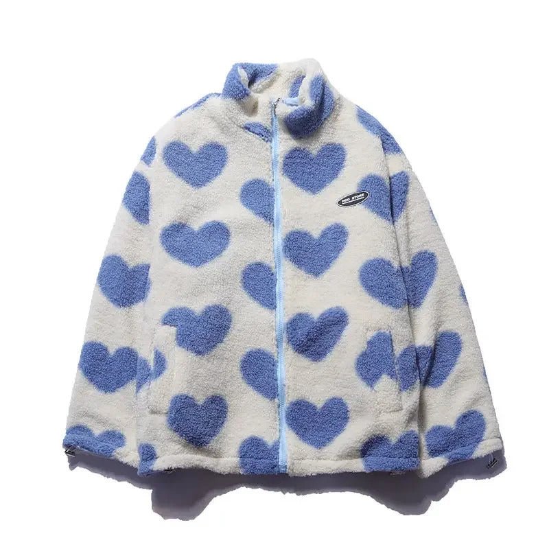 Versatile women's reversible jacket in a heart design, great for layering and seasonal wear.