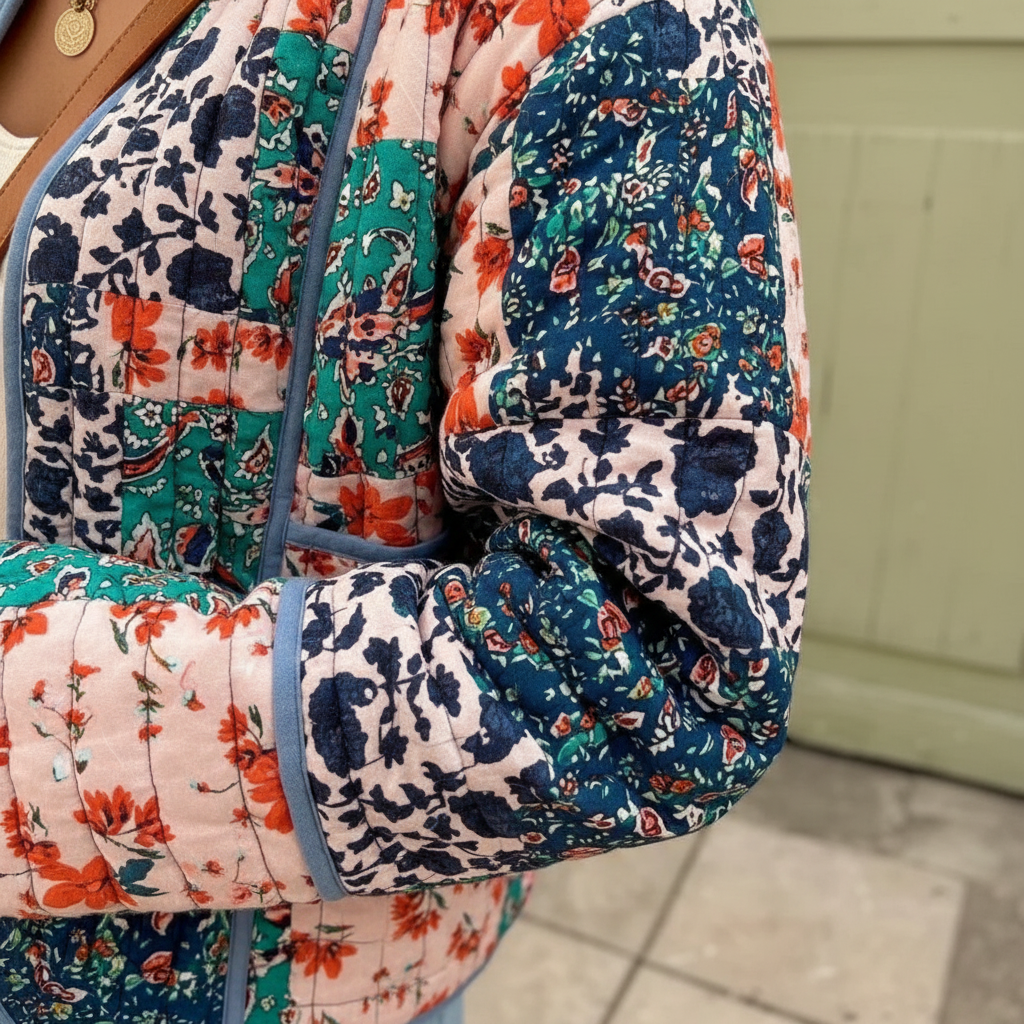 Casual women's outerwear, reversible Theresa jacket, showcasing autumn tag patterns
