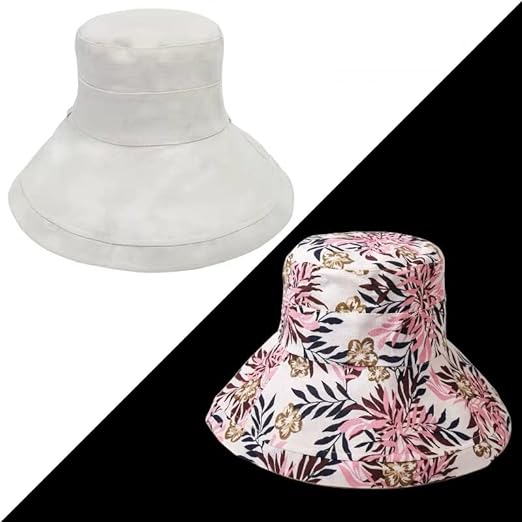 Reversible wide brim sun hat for women, providing stylish UV protection and comfort