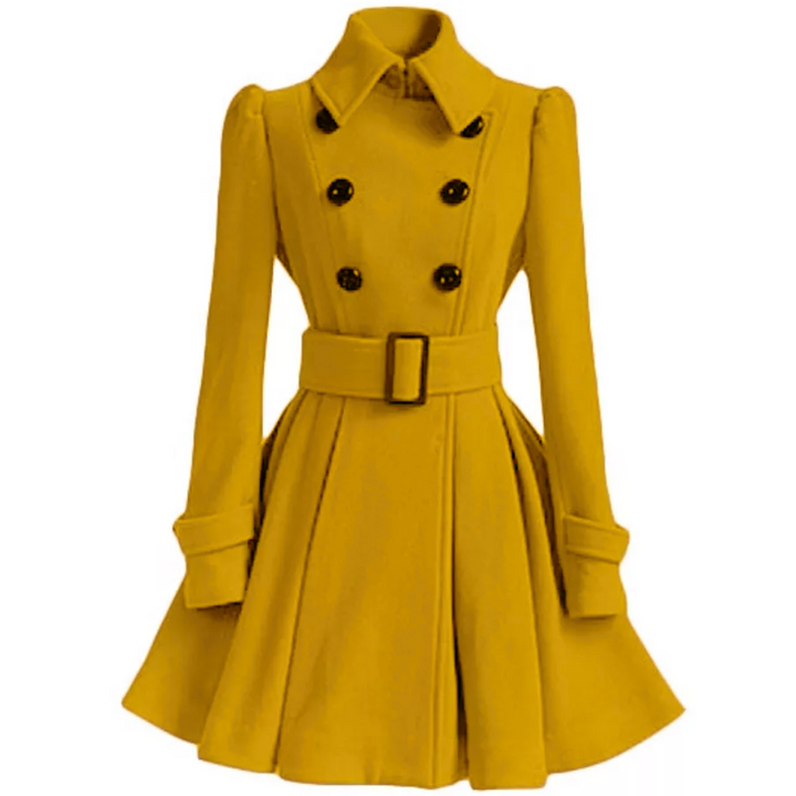 Women's reversible wool blend peacoat with belt, classic outerwear for winter & spring fashion