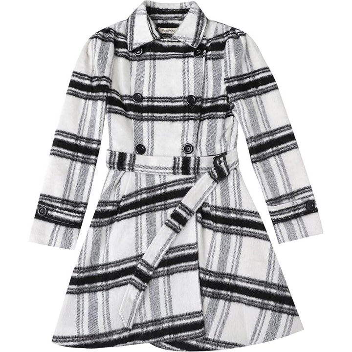 Front view of a women's reversible wool blend peacoat, ideal ladies jacket for cold weather