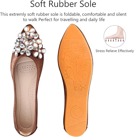 Sparkly rhinestone women's foldable ballet flats, ideal party shoes for comfortable wear