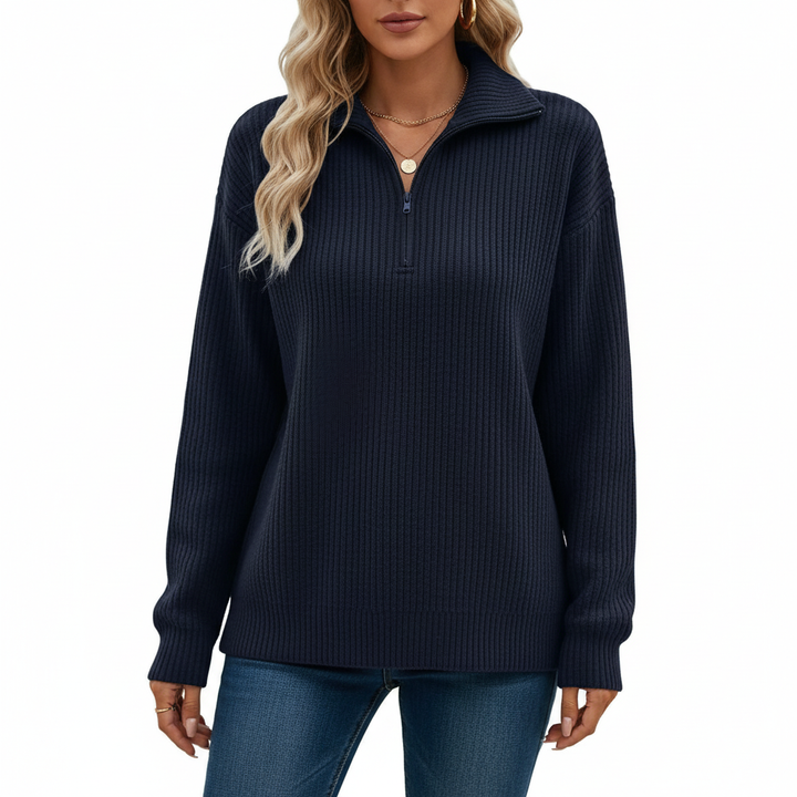 Antonia ribbed pullover, a versatile women's sweater for comfortable autumn outfits