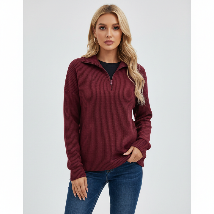 Stylish women's ribbed knit top, a classic pullover for casual and comfortable wear