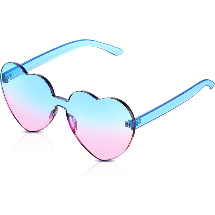Unique women's heart-shaped transparent lenses with a rimless design, offering a stylish statement piece for any outfit.