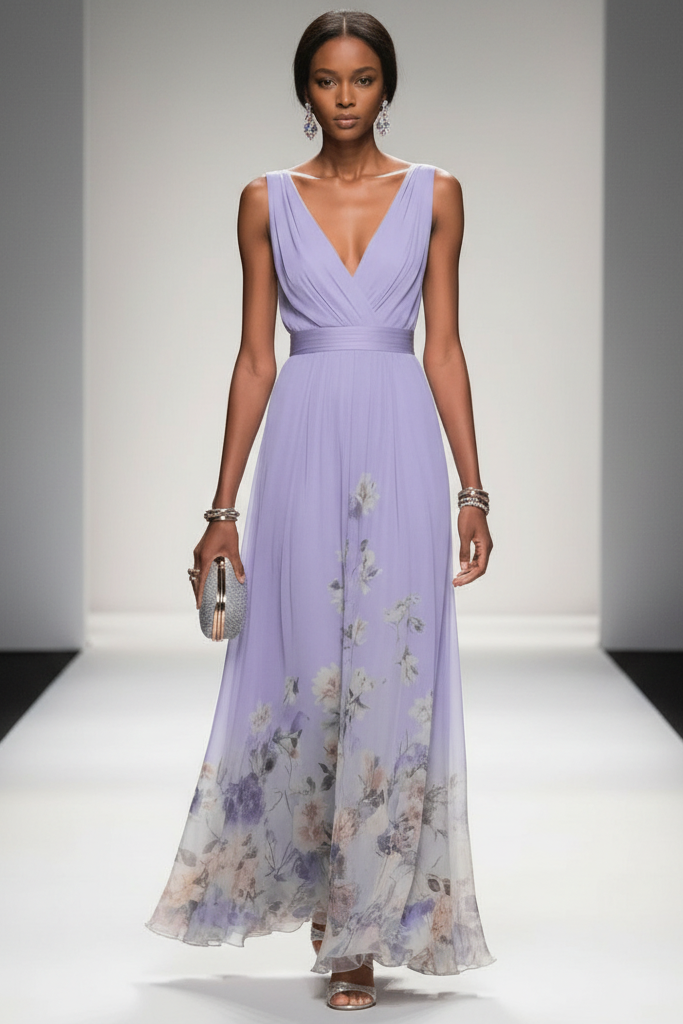 Romantic flowy floral maxi dress, perfect for summer parties, beach, and elegant evenings.