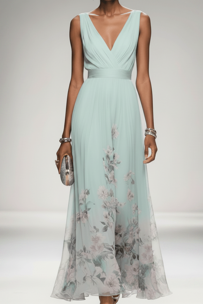 Summer-ready women's floral maxi dress, offering romantic and elegant beach wear options.