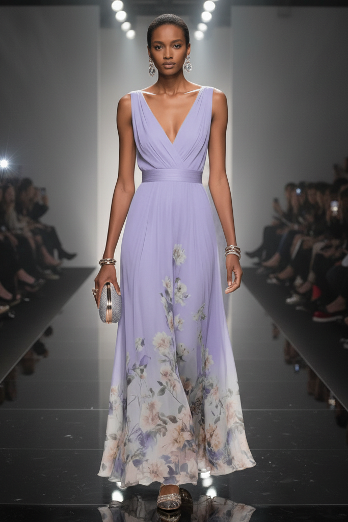 Beautiful floral print maxi dress, embodying effortless romantic style for women's summer.