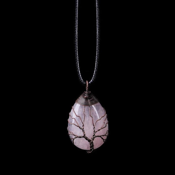 Women's rose quartz drop pendant necklace, a beautiful gemstone jewelry piece for love, harmony & emotional healing.